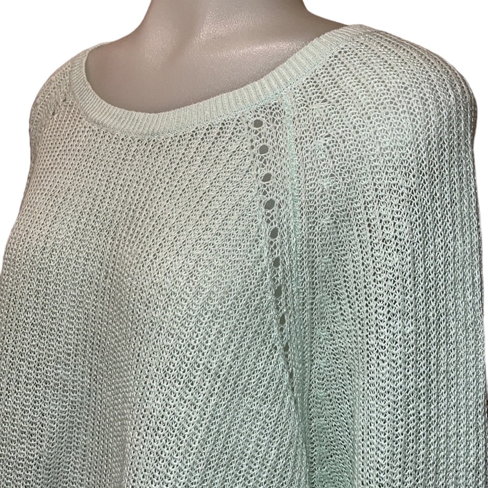 EILEEN FISHER Open Knit LINEN Sweater~Mint Green~Sz L